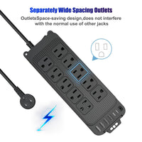 Power Strip Surge Protector - 10 Widely Spaced Outlets 6 USB Charging Ports, 4Ft Extension Cord, Flat Plug, Overload Surge Protection, Wall Mount For Home Office - Buy online at  Vibe In Cart.
