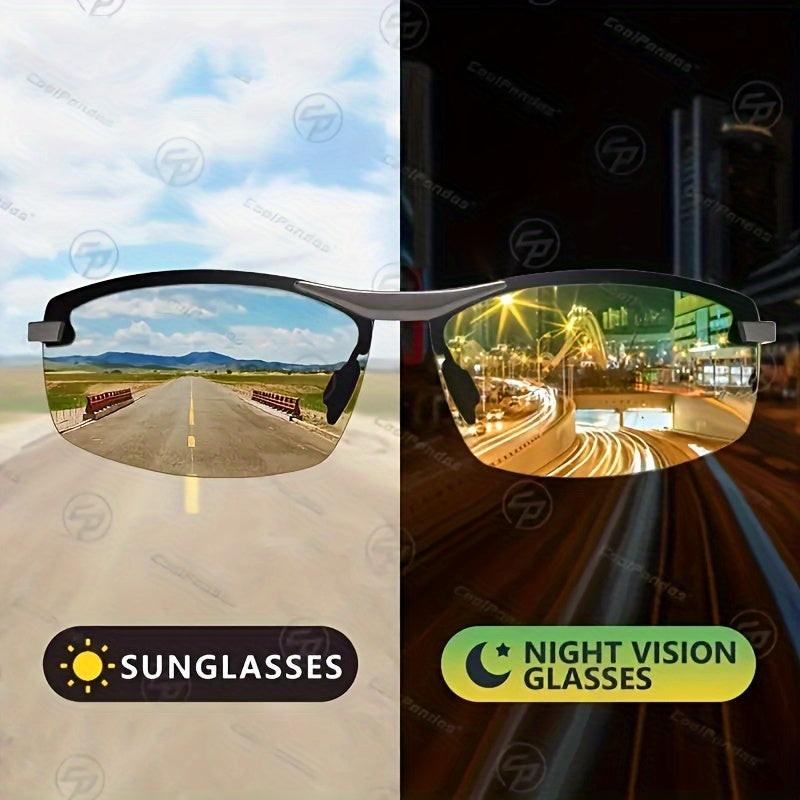 2pcs, Outdoor Driving Glasses (1 Pair Of Daytime Vision+1 Pair Of Nighttime Vision), Enhance Visibility, Anti Glare, Half Frame Design, Comfortable And Safe for Night Driving And Racing Enthusiasts - Buy online at  Vibe In Cart.