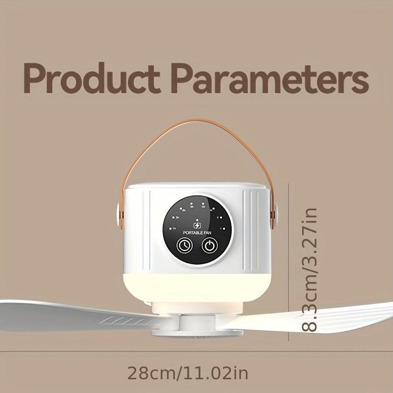 Portable Camping Fan with Light, Free Hook & Optional Tripod | Quiet USB Rechargeable Fan with Remote, Adjustable Speed & Brightness | Long Life, Outdoor Tent Fan for Bedroom, Dorm, Travel - Buy online at  Vibe In Cart.