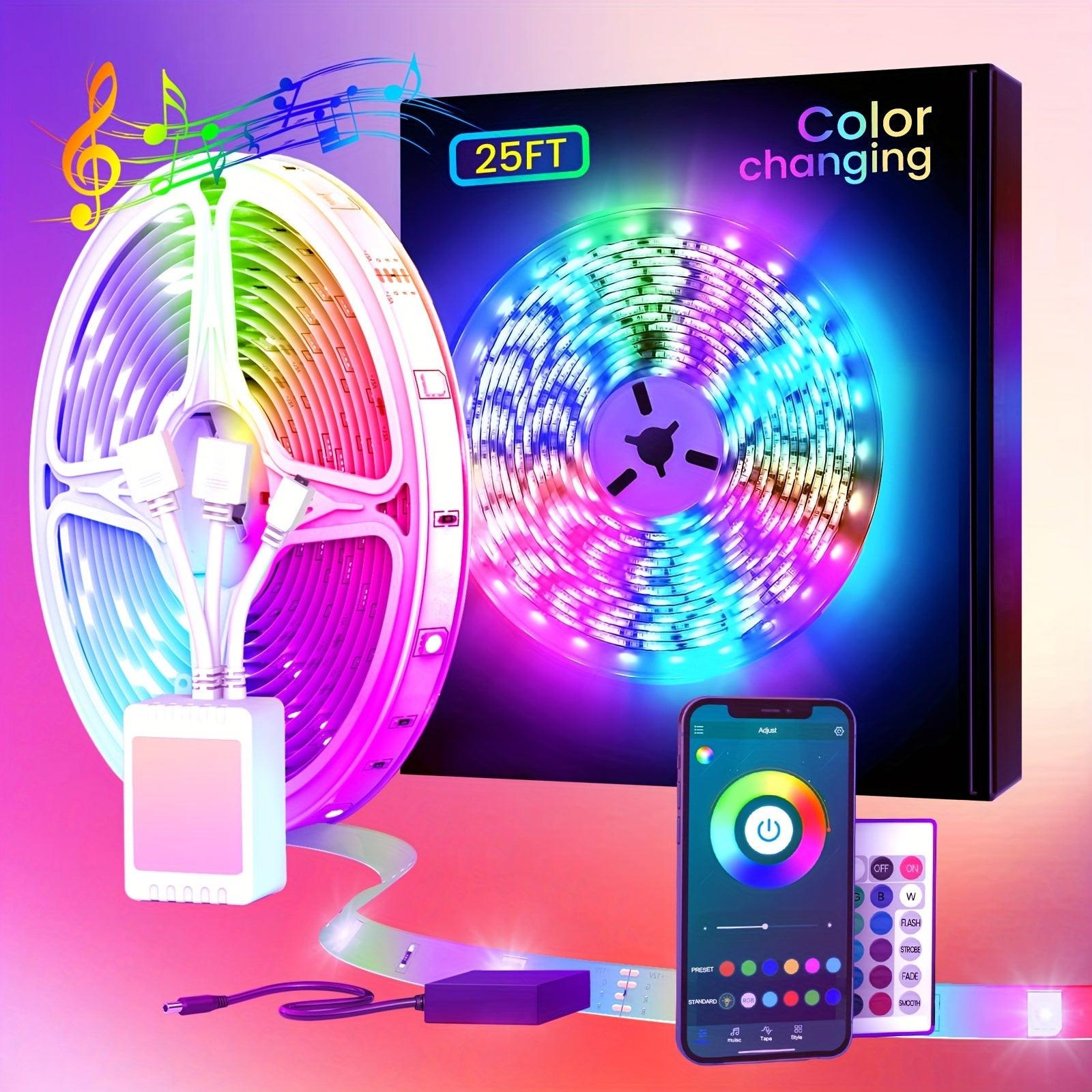 130/25/50/100ft 40/7.5/15/30m LED Strip Lights with App Control Remote, RGB LED 24V Dimmable Sync Color Changing Lights for Bedroom, Home Decor, Music Sync - Buy online at  Vibe In Cart.