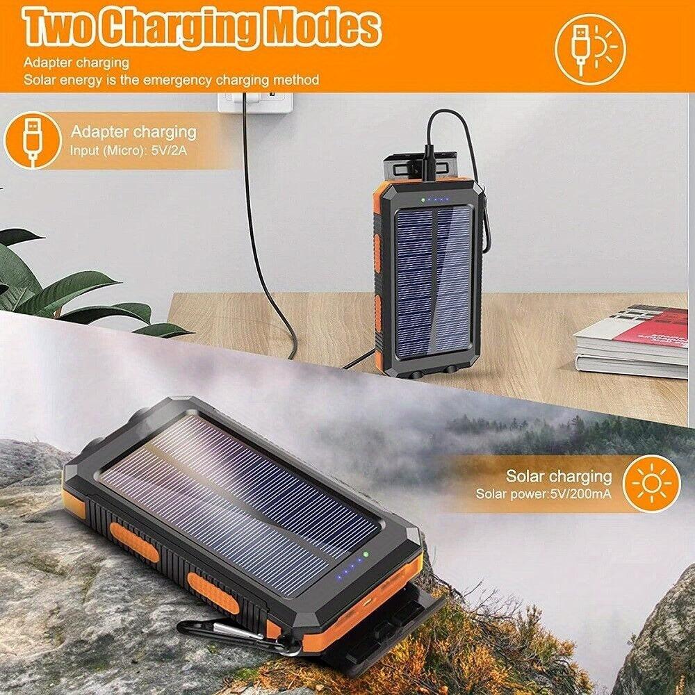 Solar Charger-40000mAh Solar Charger Power Bank -Portable Solar Phone Battery Panel Charger, QC3.0 Dual USB Port Battery Pack Charger Portable For All Cell Phones & Electronic Devices- Long Lasting, Travel Camping, LED Flashl - Buy online at  Vibe In Cart.