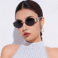 Vintage Oval Narrow Frame Sunglasses for Women and Men, Hexagonal Golden Metal Sunglasses with UV Protection - Buy online at  Vibe In Cart.