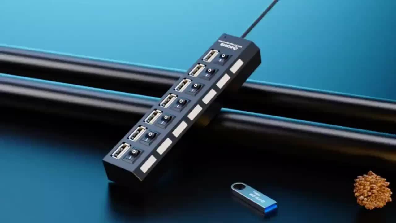 2pcs/1pc High-Speed 4/7 Port USB Splitter Hub, USB 2.0 Hub with Power Supply, Multi-Port Switch Hub Extension Dock, 11.81 Inch Cable - Buy online at  Vibe In Cart.