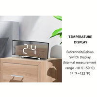 Creative LED Curved Screen Mirror Alarm Clock, Multifunctional Silent Smart Desktop Clock, Christmas Valentine's Day New Year Holiday Gift, 1 pc - Buy online at  Vibe In Cart.