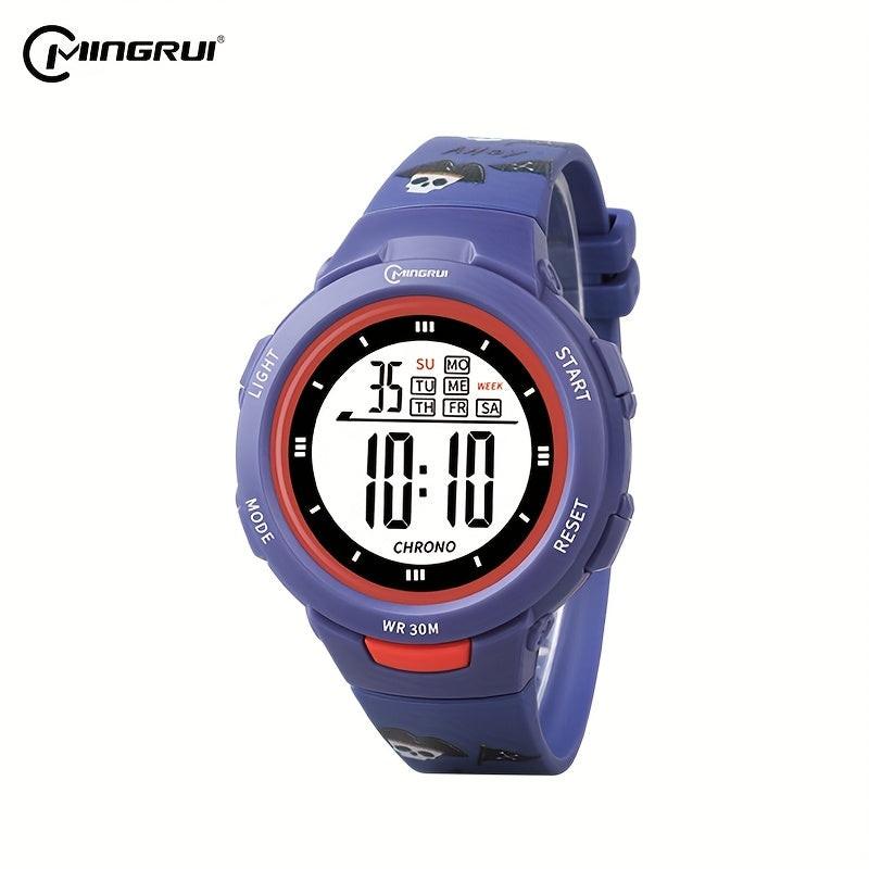 Kids Fashionable Sports Watch | 30m Water Resistance, Glow-in-the-Dark, Digital Display, Rubber Strap, Plastic Case, Button Battery, White Dial - Ideal for Boys and Girls, Perfect for School Supplies - Buy online at  Vibe In Cart.