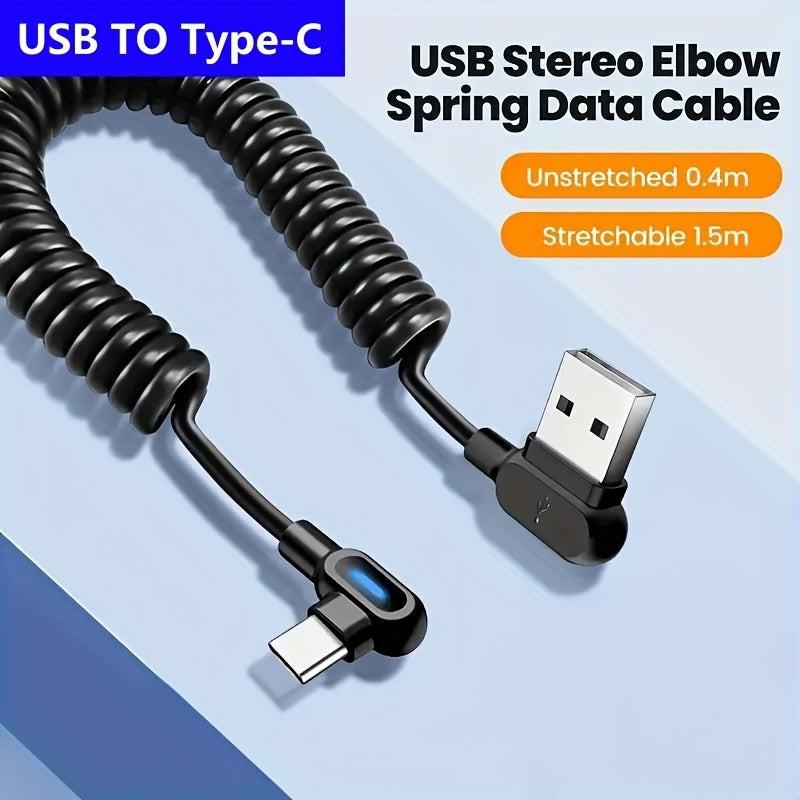 [120W Fast Car Charger] 120W Max Fast Charging Coiled Type-C Car Charger Cable | 90° Elbow Design for Smartphones & Tablets | YXQXYTW - Buy online at  Vibe In Cart.