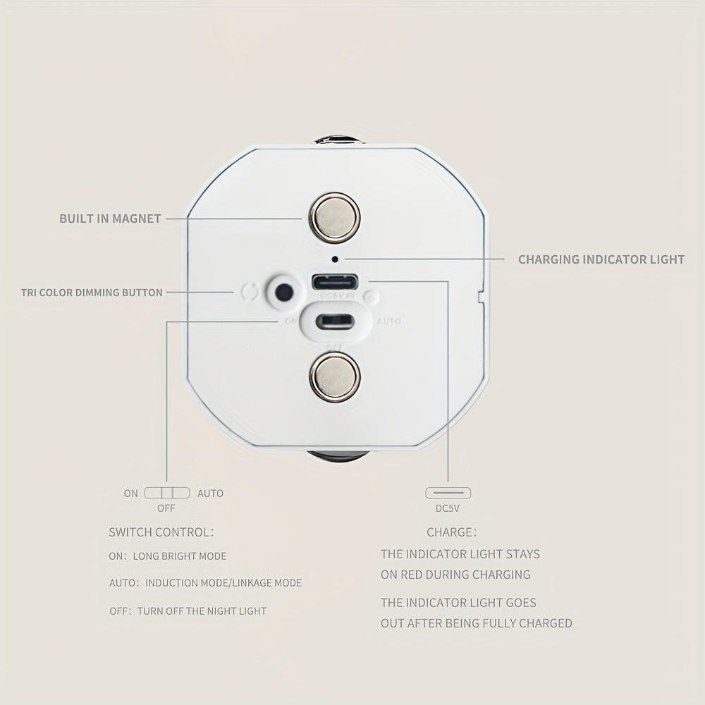 1pc Motion Sensor Light with USB Charging and Adjustable Brightness and Color
