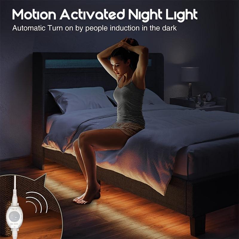 16.4 Feet LED Motion Sensor Light Strip - USB Powered, Self-Adhesive, Floating Bed Light Strip, Flexible White Light Suitable for Bed Edges, Mirrors, Cabinets, And Stairs. - Buy online at  Vibe In Cart.