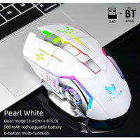 Rechargeable Dual-Mode Mouse- BT+ 2.4G Wireless Mouse, RGB Gaming Mouse, Silent Clicks, Long Battery Life, Ambidextrous Ergonomic Comfort- for Extended Work& Gaming- Computer& Gaming Accessories - Buy online at  Vibe In Cart.
