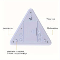 Battery-Operated LED Digital Alarm Clock Featuring a Quiet Pyramid Design, Night Light, Music, Snooze Function, And 7 Color-Changing Options, Perfect for Decorating Your Bedroom Or Office Desk. - Buy online at  Vibe In Cart.