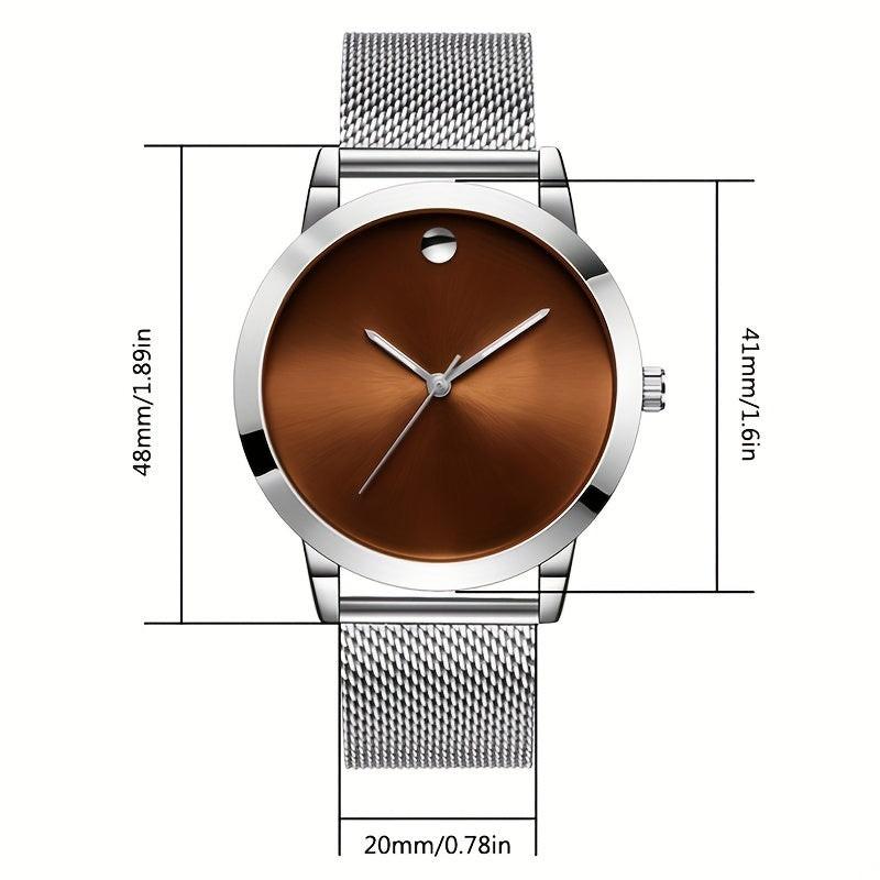 Men' Minimalist Stainless Steel with Analog - Quartz Movement Round Wristwatch Suitable for Casual Attire, Casual & Professional, & Low-Maintenance, Ideal Gift for Men - Buy online at  Vibe In Cart.