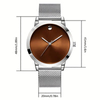 Men' Minimalist Stainless Steel with Analog - Quartz Movement Round Wristwatch Suitable for Casual Attire, Casual & Professional, & Low-Maintenance, Ideal Gift for Men - Buy online at  Vibe In Cart.