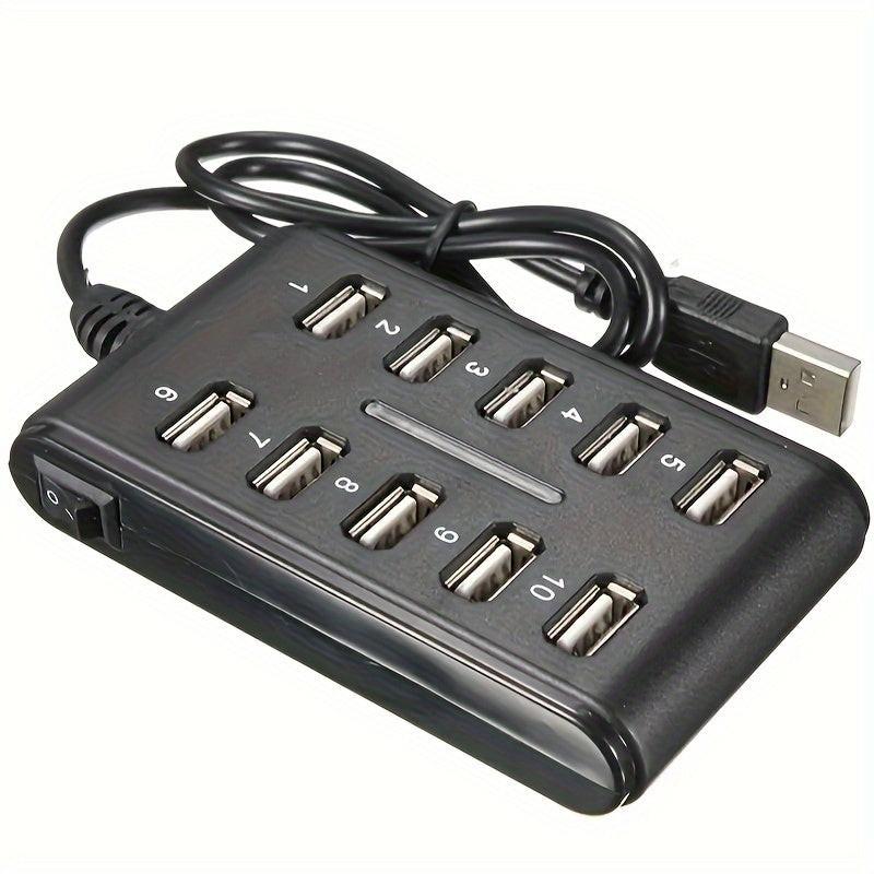 1pc Portable General Purpose Work Home With Switch ABS Plastic Double Row Ten Port USB HUB - Buy online at  Vibe In Cart.
