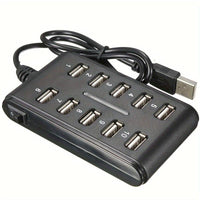 1pc Portable General Purpose Work Home With Switch ABS Plastic Double Row Ten Port USB HUB - Buy online at  Vibe In Cart.