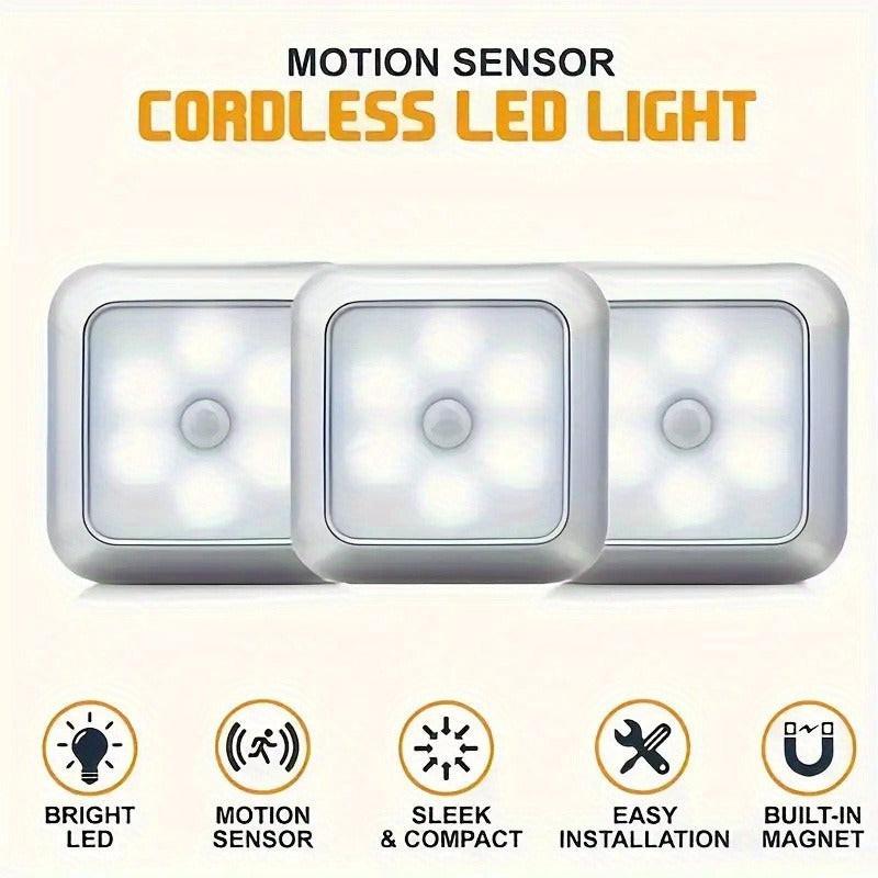 6-LED Motion Sensor Stair Wall Light, Wireless Night Light for Under Cabinet, IP44, for Corridor, Stairs, Closet, Kitchen - Indoor Use for Christmas, ≤36V, Includes Electronic Components (Batteries Not Included) - Buy online at  Vibe In Cart.