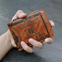 Men'S Faux Leather Zipper Wallet, Street Style, Black, Ultra Light, Retro Printed, USD Short Zipper Cross Border, with Grommets, Non-Braided Weaving, Hand Wash or Professional Dry Clean, for Friends, Husbands, Commuting, Busi - Buy online at  Vibe In Cart.