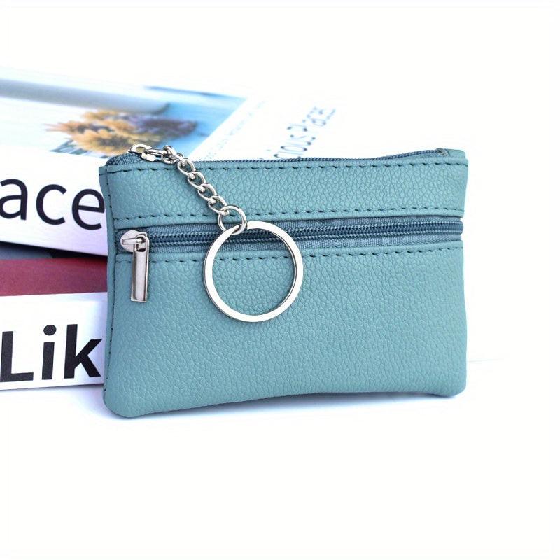 Small Casual PU Wallet with Keychain and Coin Purse