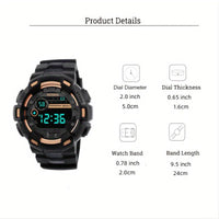 [HONORX Digital Sports Watch] HONORX Digital Sports Watch | Sleek Black with Rose Golden Accents, Silicone Band, Battery-Powered, Non-Waterproof, Casual Style with Easy-to-Read Display - Buy online at  Vibe In Cart.