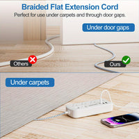 [Heavy-Duty | 8 AC Outlets] WAKSMART Heavy-Duty Power Strip | 8 AC Outlets, 3-Port USB Charging (1 USB-C Fast Charge), 5-Foot Braided Extension Cord, Wall Mount - Compact Charging Station for Office, Dorm, School - ETL - Buy online at  Vibe In Cart.