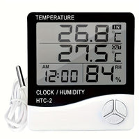 HTC-2 Temperature And Humidity Monitor with Clock, Alarm, And Calendar, Digital Thermometer Hygrometer for Indoor And Outdoor Use, Includes Back Stand for Home Or Office - Buy online at  Vibe In Cart.