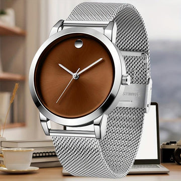Men' Minimalist Stainless Steel with Analog - Quartz Movement Round Wristwatch Suitable for Casual Attire, Casual & Professional, & Low-Maintenance, Ideal Gift for Men - Buy online at  Vibe In Cart.