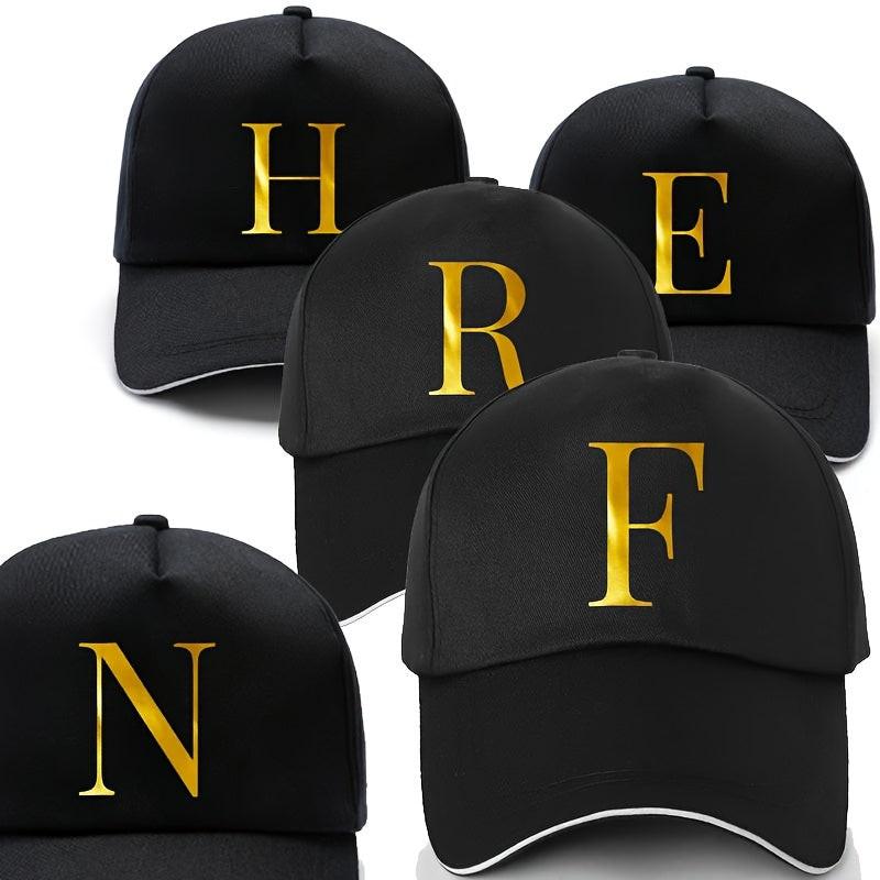 Unisex Polyester Baseball Cap | Adjustable Fit | Lightweight, Breathable & Quick-Dry | Golden Letter Print Embroidery 'M' or 'A' | Ideal for Outdoor Sports and Travel | Stylish Hip-Hop Dad Hat, Casual Wear Hat | Hiphop Style - Buy online at  Vibe In Cart.