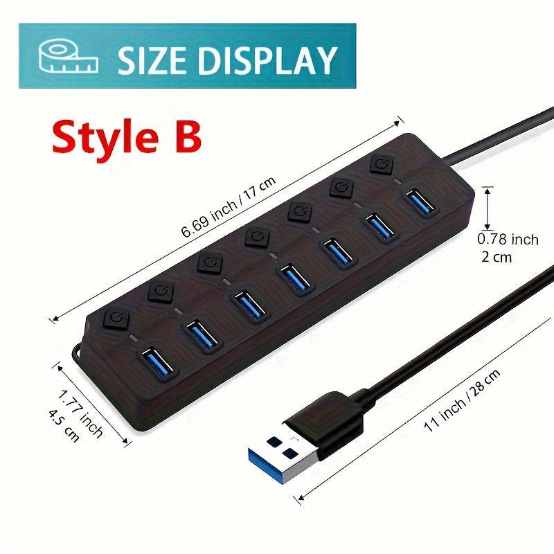 [Usb Adapter Hub] 1pc 7 Ports/ 4 Ports LED USB Adapter Hub Power On/ Off Switch For PC Laptop Computer - Buy online at  Vibe In Cart.