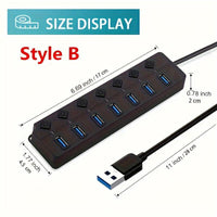 [Usb Adapter Hub] 1pc 7 Ports/ 4 Ports LED USB Adapter Hub Power On/ Off Switch For PC Laptop Computer - Buy online at  Vibe In Cart.