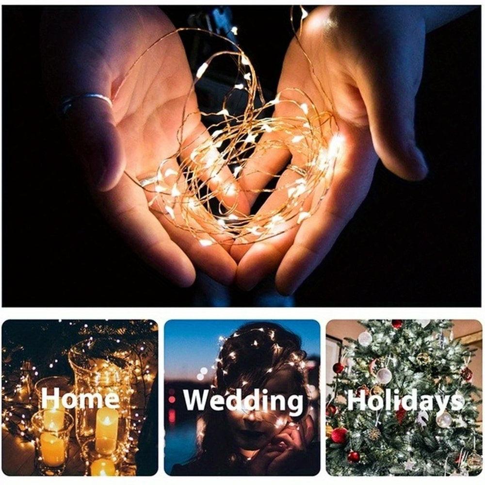 [USB Fairy String Lights] 1pc 20/50/100 LED USB Fairy Lights | Copper Wire String Lights, Warm White Multicolor White | Home, Bedroom, Wedding, Christmas, Holiday, Halloween Decorations - Buy online at  Vibe In Cart.