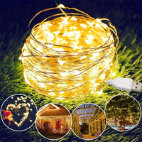 [USB Fairy String Lights] 1pc 20/50/100 LED USB Fairy Lights | Copper Wire String Lights, Warm White Multicolor White | Home, Bedroom, Wedding, Christmas, Holiday, Halloween Decorations - Buy online at  Vibe In Cart.
