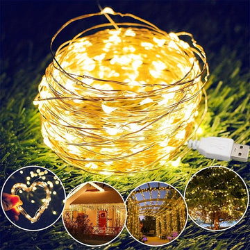 [USB Fairy String Lights] 1pc 20/50/100 LED USB Fairy Lights | Copper Wire String Lights, Warm White Multicolor White | Home, Bedroom, Wedding, Christmas, Holiday, Halloween Decorations - Buy online at  Vibe In Cart.