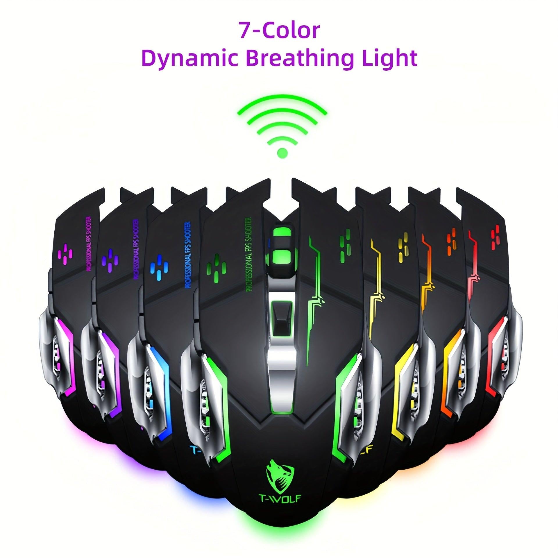 Rechargeable Dual-Mode Mouse- BT+ 2.4G Wireless Mouse, RGB Gaming Mouse, Silent Clicks, Long Battery Life, Ambidextrous Ergonomic Comfort- for Extended Work& Gaming- Computer& Gaming Accessories - Buy online at  Vibe In Cart.