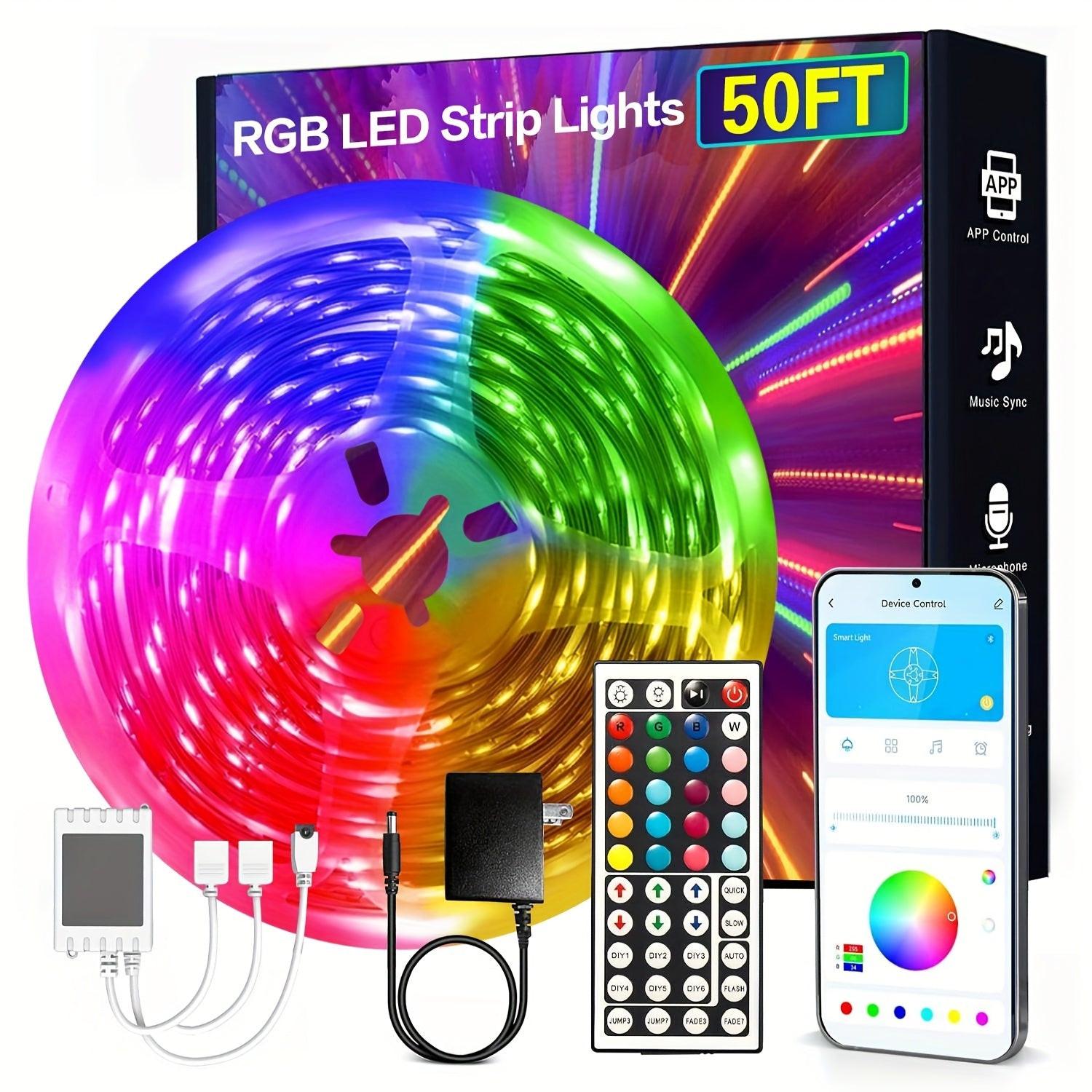 130/25/50/100ft 40/7.5/15/30m LED Strip Lights with App Control Remote, RGB LED 24V Dimmable Sync Color Changing Lights for Bedroom, Home Decor, Music Sync - Buy online at  Vibe In Cart.