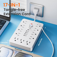 1pc Multi-Functional Surge Protection Power Strip With USB Port - 11 AC Outlets With 4 USB-A Ports And 2 Type-C Ports And Short Cord/5 FT/10 FT Extension Cord - For Office, Study, Home, And School Use - Power Socket With Over - Buy online at  Vibe In Cart.