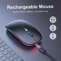 Rechargeable LED Backlit Wireless Mouse, Ultra-Thin 2.4G/5.2 Dual Mode Silent Portable USB Optical Gaming Mouse, Compatible with Laptop/Desktop/Tablet, Ambidextrous Design, 500mAh Battery, Type-C Charging, No Charger Included - Buy online at  Vibe In Cart.