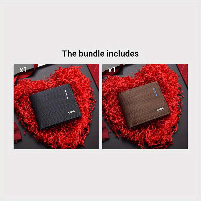 Men's Casual Black PU Leather Wallet with Card Slots, Zipper Coin Purse and Money Clip