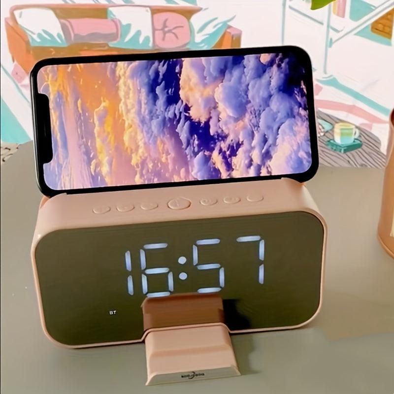 Portable Mini Wireless/FM Radio Speaker with Wireless Microphone, -Mode Mirror/Alarm Clock, Stereo Sound, & Loudspeaker Suitable for, Travel, Parties, Gifts - Buy online at  Vibe In Cart.