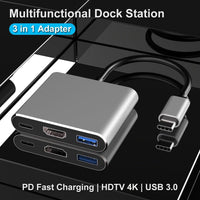 [3-in-1 USB C Hub] 3-in-1 USB C Hub | Thunderbolt 3 to HDTV 4K Output, USB 3.0 Port & 60W PD Charging, Compact Metal USB-C Adapter for MacBook Pro/Air, Galaxy S8/S9, Laptops - Buy online at  Vibe In Cart.