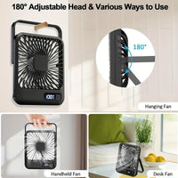 Portable USB Desktop Fan with Battery - Ultra-Quiet 5-Speed Adjustable & 180° Foldable Design, Digital Power Display, Polished Acrylic Finish, Compact for Home, Office, Travel, Air Conditioning, Portable Fan, Home Cooling, M - Buy online at  Vibe In Cart.