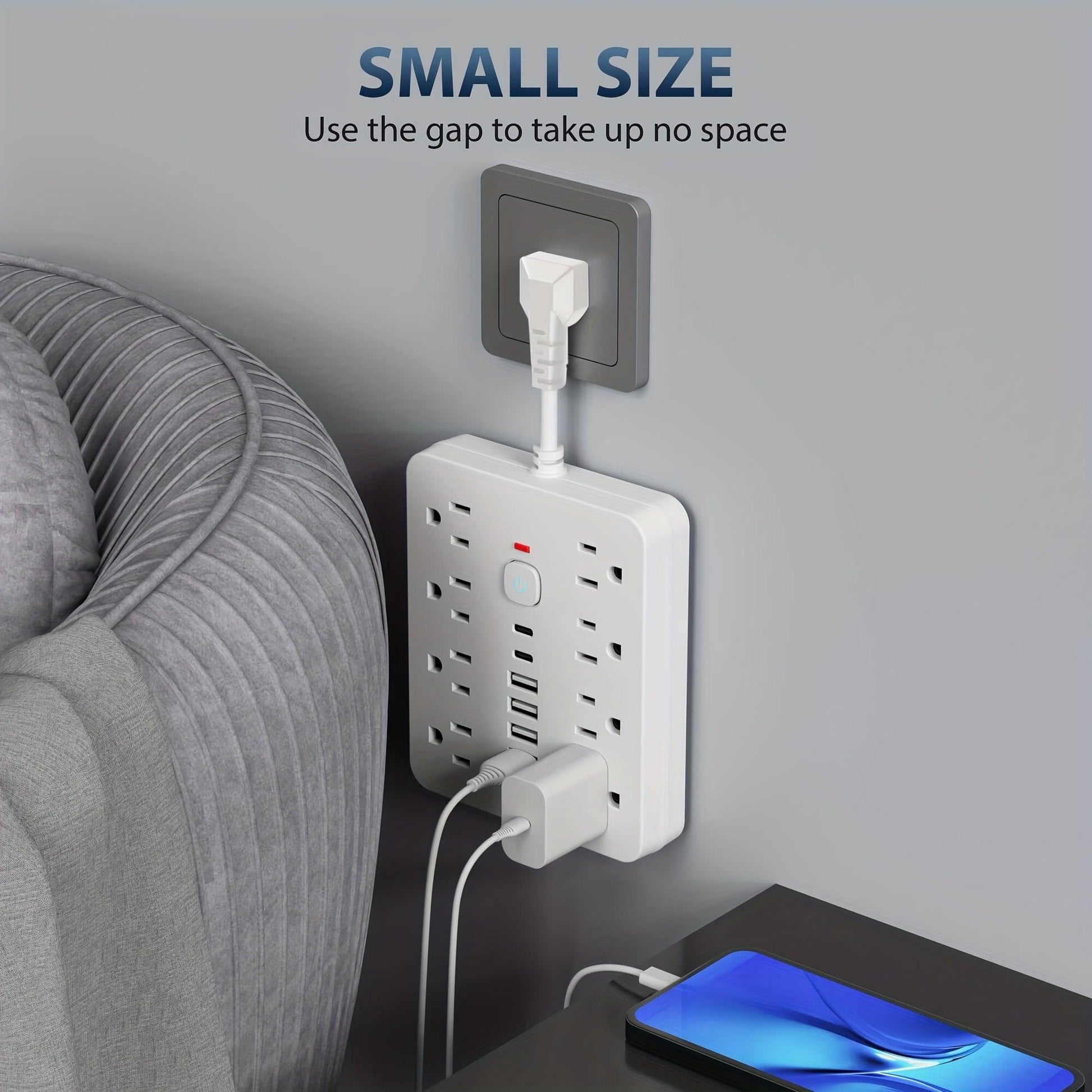 1pc Heavy-Duty Power Strip with 8 AC Outlets (Including Dual USB-Powered sockets), 4 USB-A + 2 USB-C Ports, Individual ON/Off Switches, Overload Protection & Compact Extension Cord - for Home, Office, Gaming, Travel - North A - Buy online at  Vibe In Cart.