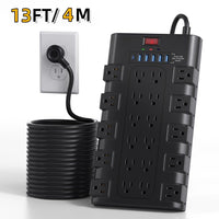 28-in-1 Surge Protector Power Strip with 22 Spacious AC Outlets(1875W/15A), 5/4 USB-A, 1/2 Type-C Ports, Control Switch, Overload Protection, Flat Plug Wall Mount, Space-Saving Extension Cord, Desk USB Charging Station for Ho - Buy online at  Vibe In Cart.