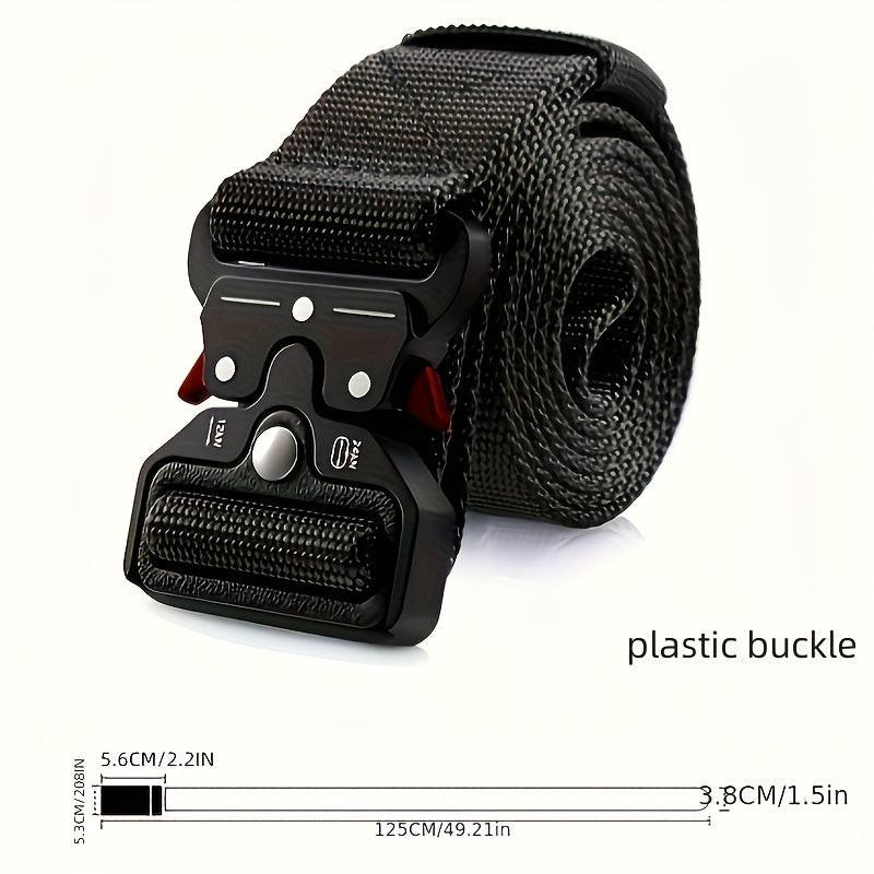 Unisex Tactical Belt with Adjustable Plastic Safety Buckle - Durable Black Outdoor Waistband for Men & Women, Stretchable Design for Hiking, Camping, and Casual Wear, Hiking Gear, Camping Accessory, Sleek Waistband, Secure Fi - Buy online at  Vibe In Cart.