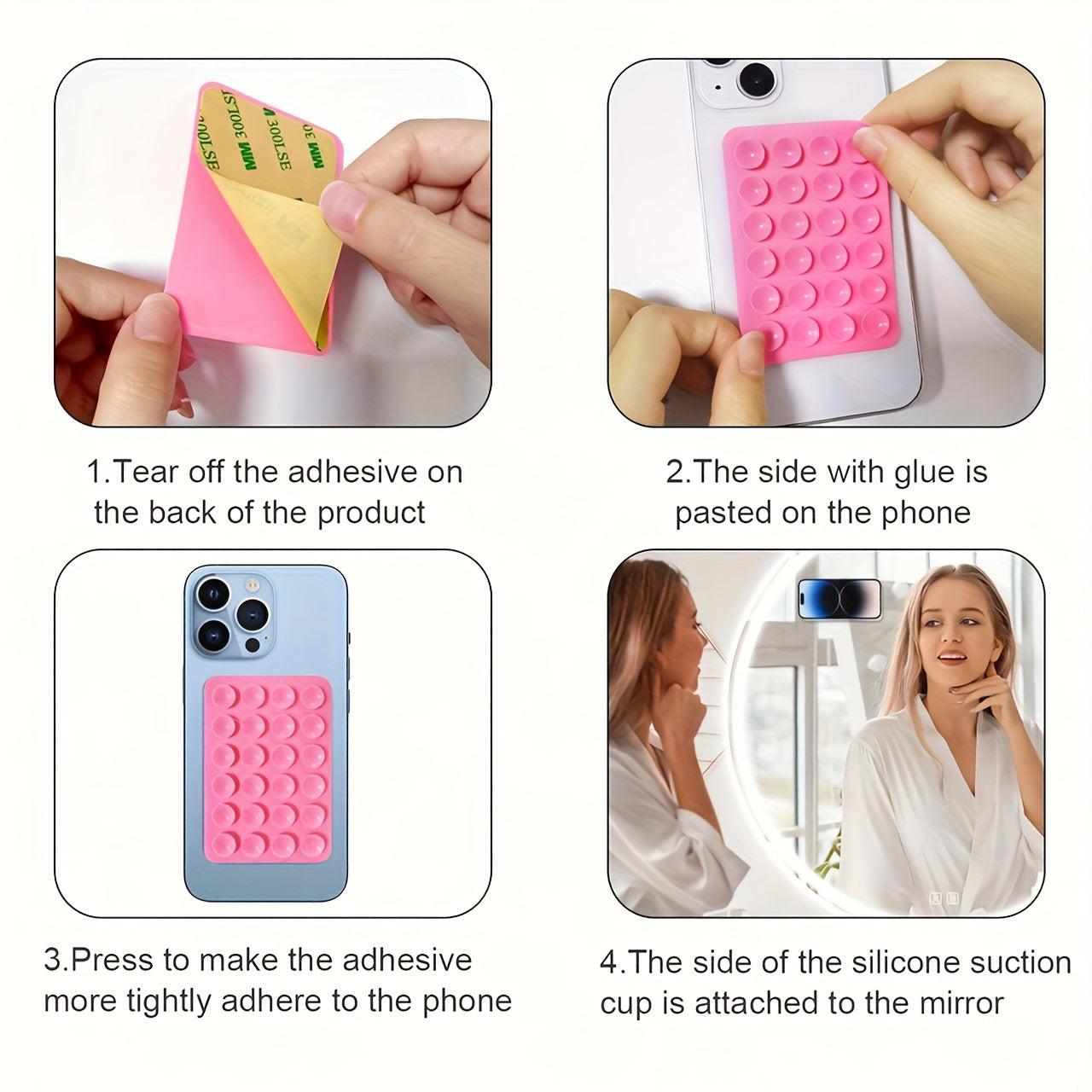 24 Mini-Suction Phone Holder - Single-Sided Silicone Grip for Shower/Car/Mirror, Waterproof Hands-Free Mount for iPhone Android Selfies & Videos, for iPhone 11/pro/pro max/12/pro/pro max/13/pro/pro max/14/pro/pro max/15/pro/p - Buy online at  Vibe In Cart.