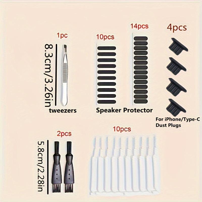 iPhone/Type-C Phone Cleaning Maintenance Kit with Dust Plugs, Speaker Protectors, Tweezers, and Keyboard Cleaning Brush - No Battery Required - Buy online at  Vibe In Cart.