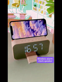 Portable Mini Wireless/FM Radio Speaker with Wireless Microphone, -Mode Mirror/Alarm Clock, Stereo Sound, & Loudspeaker Suitable for, Travel, Parties, Gifts - Buy online at  Vibe In Cart.