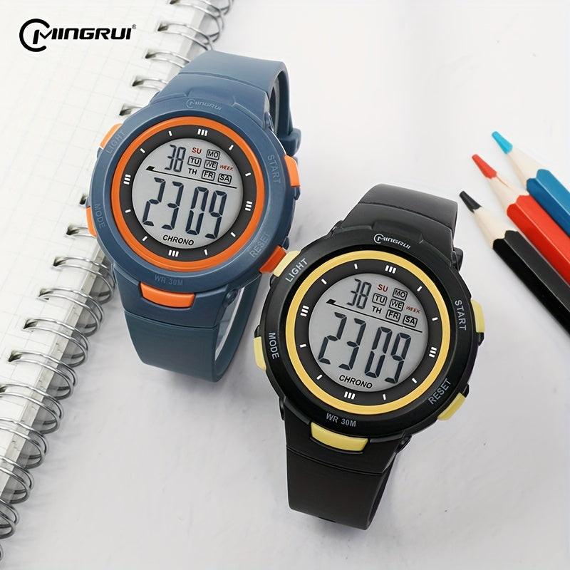 Kids Fashionable Sports Watch | 30m Water Resistance, Glow-in-the-Dark, Digital Display, Rubber Strap, Plastic Case, Button Battery, White Dial - Ideal for Boys and Girls, Perfect for School Supplies - Buy online at  Vibe In Cart.