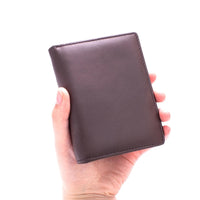 Vintage Thin Vertical Short ID Credit Card Holder in Top-Grain Leather, Black, 1 Piece
