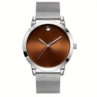 Men' Minimalist Stainless Steel with Analog - Quartz Movement Round Wristwatch Suitable for Casual Attire, Casual & Professional, & Low-Maintenance, Ideal Gift for Men - Buy online at  Vibe In Cart.
