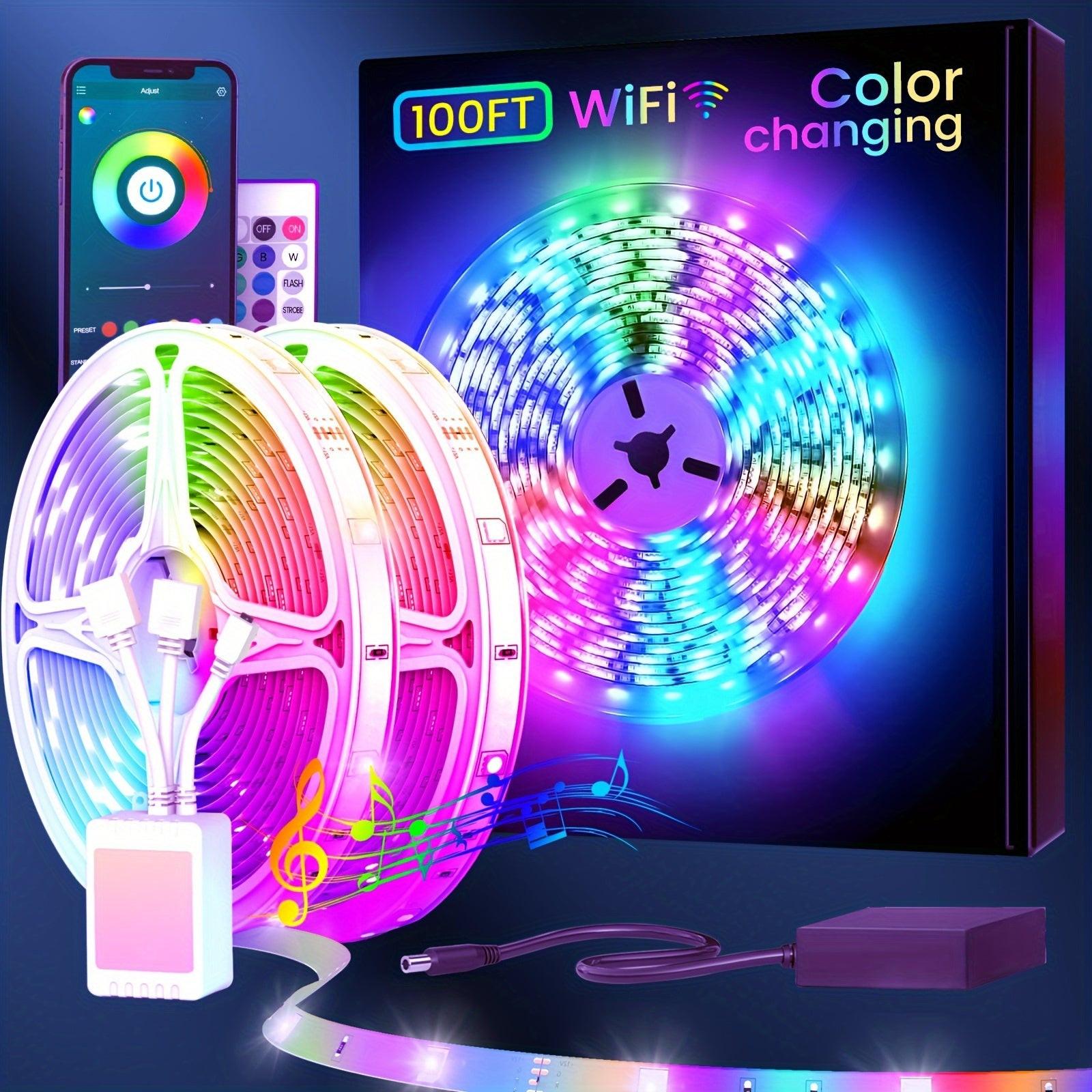 130/25/50/100ft 40/7.5/15/30m LED Strip Lights with App Control Remote, RGB LED 24V Dimmable Sync Color Changing Lights for Bedroom, Home Decor, Music Sync - Buy online at  Vibe In Cart.