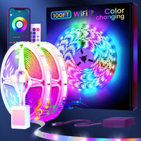 130/25/50/100ft 40/7.5/15/30m LED Strip Lights with App Control Remote, RGB LED 24V Dimmable Sync Color Changing Lights for Bedroom, Home Decor, Music Sync - Buy online at  Vibe In Cart.